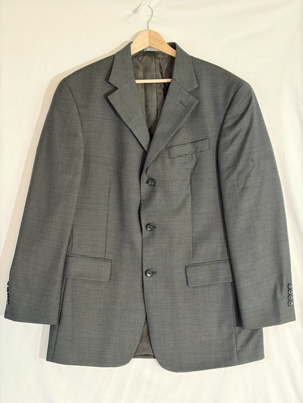 Oscar de la Renta Gray Check Wool Blazer 40R